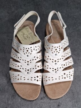 Kim Rogers Ultra Comfort White Laser-Cut Slingback Womens Sandals Lightweight 11